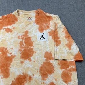 Nike Air Jordan Essentials Orange Yellow Oversized Tie Dye Tshirt Men's‎ Small